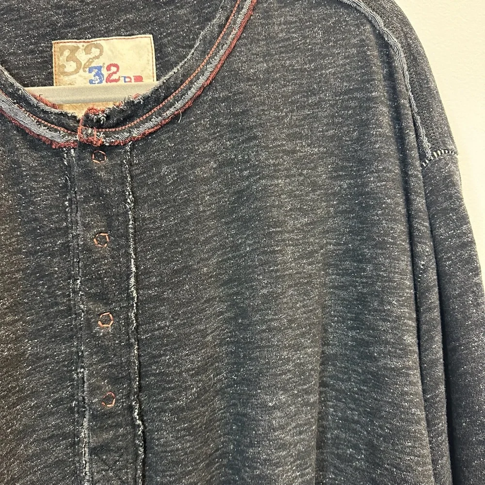 32 Bar Blues The Shake Slub Henley Grey XXL - Picture 6 of 11